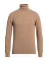 Alpha Studio Man Turtleneck Camel Size 40 Merino Wool In Beige