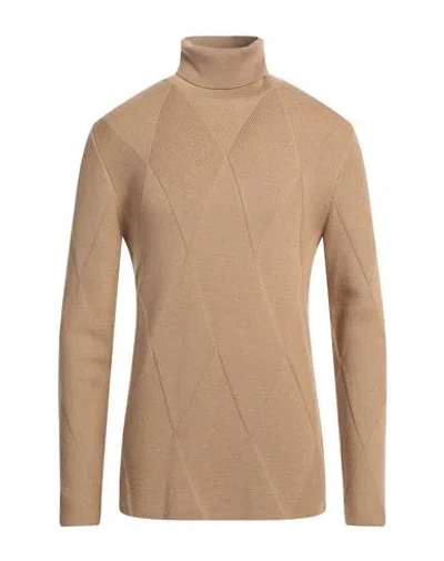 Alpha Studio Man Turtleneck Camel Size 44 Wool In Beige
