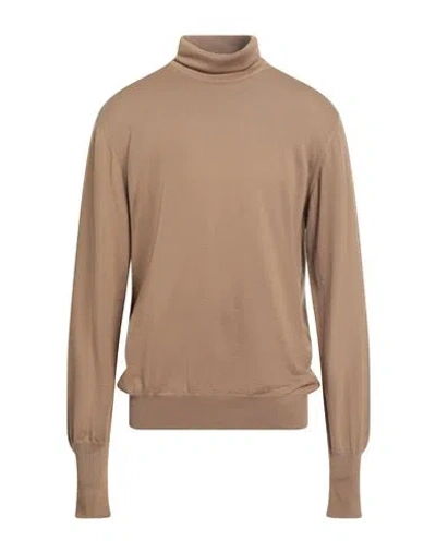 Alpha Studio Man Turtleneck Camel Size 44 Merino Wool