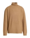 Alpha Studio Man Turtleneck Camel Size 44 Merino Wool In Brown