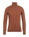 Alpha Studio Man Turtleneck Camel Size 46 Merino Wool In Beige