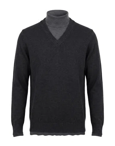 Alpha Studio Man Turtleneck Charcoal Size 36 Wool In Gray