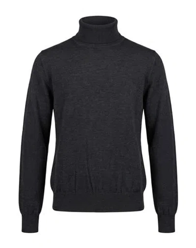 Alpha Studio Man Turtleneck Charcoal Size 40 Merino Wool In Gray