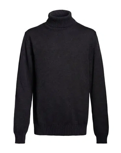 Alpha Studio Man Turtleneck Charcoal Size 42 Merino Wool In Black