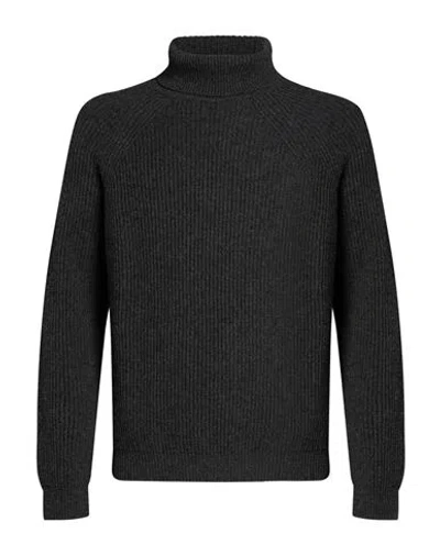 Alpha Studio Man Turtleneck Charcoal Size 42 Wool, Cashmere In Gray