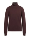 Alpha Studio Man Turtleneck Chocolate Brown Size 44 Merino Wool In Brown