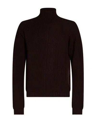 Alpha Studio Man Turtleneck Dark Brown Size 38 Merino Wool