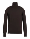 Alpha Studio Man Turtleneck Dark Brown Size 38 Merino Wool