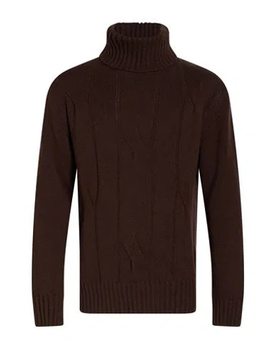 Alpha Studio Man Turtleneck Dark Brown Size 40 Cashmere