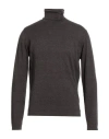 Alpha Studio Man Turtleneck Dark Brown Size 40 Organic Cotton, Recycled Cashmere In Brown