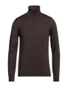 Alpha Studio Man Turtleneck Dark Brown Size 42 Merino Wool In Brown