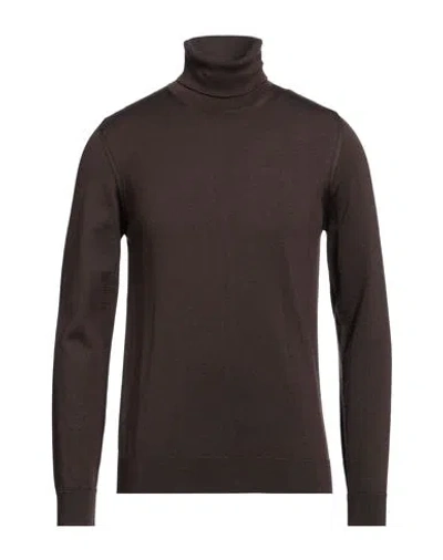 Alpha Studio Man Turtleneck Dark Brown Size 40 Merino Wool