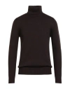 Alpha Studio Man Turtleneck Dark Brown Size 44 Merino Wool