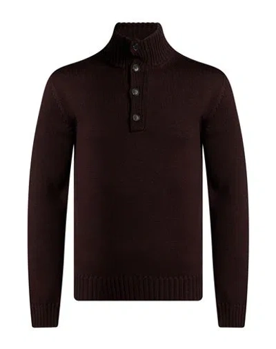 Alpha Studio Man Turtleneck Dark Brown Size 44 Merino Wool