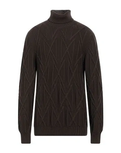Alpha Studio Man Turtleneck Dark Brown Size 44 Merino Wool