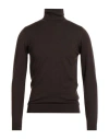 Alpha Studio Man Turtleneck Dark Brown Size 42 Merino Wool In Brown