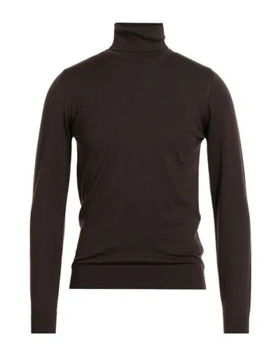 Alpha Studio Man Turtleneck Dark Brown Size 48 Merino Wool