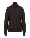 Alpha Studio Man Turtleneck Dark Brown Size 50 Merino Wool In Brown