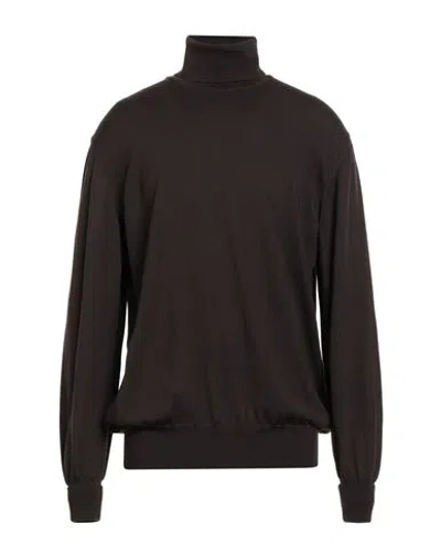 Alpha Studio Man Turtleneck Dark Brown Size 50 Merino Wool