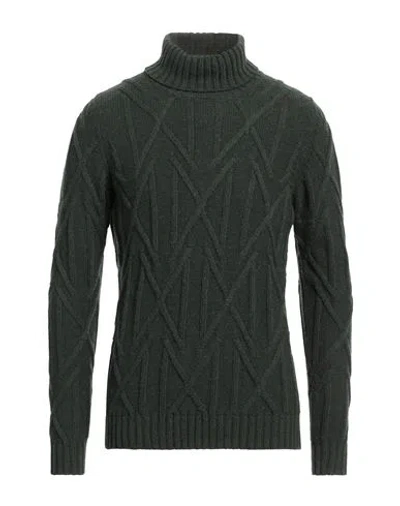 Alpha Studio Man Turtleneck Dark Green Size 42 Wool, Alpaca Wool, Polyamide In Green