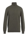 Alpha Studio Man Turtleneck Military Green Size 44 Wool In Green