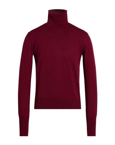 Alpha Studio Man Turtleneck Garnet Size 38 Merino Wool In Red