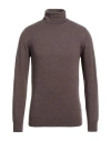 Alpha Studio Man Turtleneck Khaki Size 38 Geelong Wool In Beige