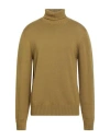 Alpha Studio Man Turtleneck Khaki Size 44 Merino Wool In Brown