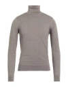 Alpha Studio Man Turtleneck Khaki Size 46 Merino Wool In Beige