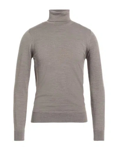 Alpha Studio Man Turtleneck Khaki Size 46 Merino Wool In Beige