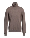 Alpha Studio Man Turtleneck Light Brown Size 46 Cashmere In Beige