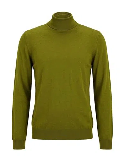 Alpha Studio Man Turtleneck Lime Green Size 42 Merino Wool