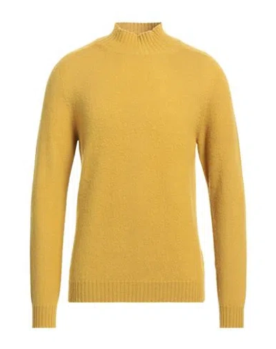 Alpha Studio Man Turtleneck Ocher Size 42 Merino Wool In Yellow
