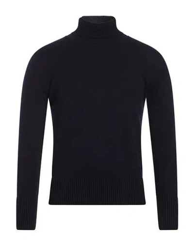Alpha Studio Man Turtleneck Midnight Blue Size 32 Cashmere In Black