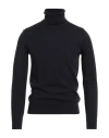 Alpha Studio Man Turtleneck Midnight Blue Size 42 Merino Wool In Black