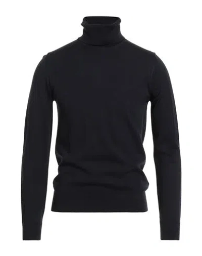 Alpha Studio Man Turtleneck Midnight Blue Size 42 Merino Wool In Black