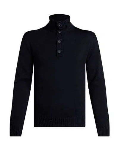 Alpha Studio Man Turtleneck Midnight Blue Size 42 Merino Wool In Black