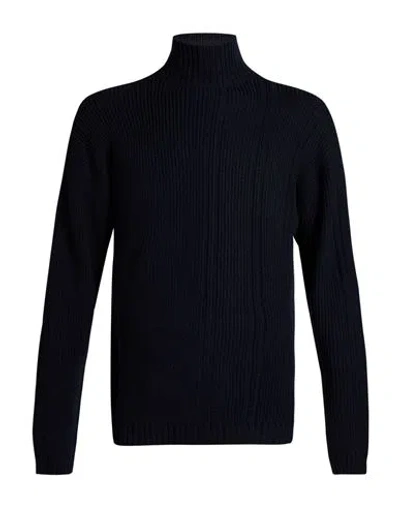 Alpha Studio Man Turtleneck Midnight Blue Size 42 Merino Wool In Black