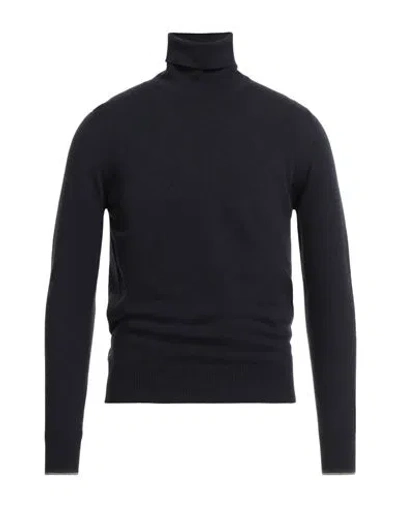 Alpha Studio Man Turtleneck Midnight Blue Size 46 Geelong Wool In Black