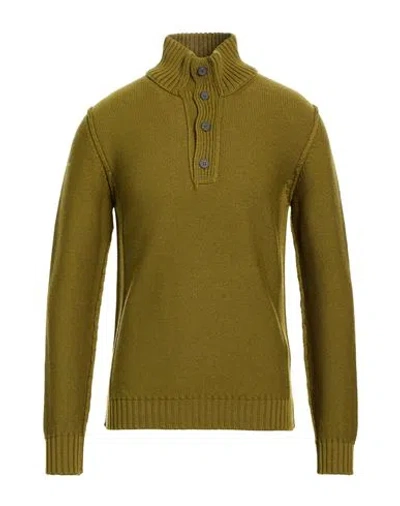 Alpha Studio Man Turtleneck Military Green Size 38 Merino Wool In Brown