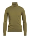 Alpha Studio Man Turtleneck Military Green Size 44 Merino Wool