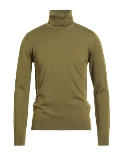 Alpha Studio Man Turtleneck Military Green Size 44 Merino Wool