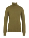 Alpha Studio Man Turtleneck Military Green Size 44 Merino Wool In Green