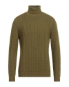 Alpha Studio Man Turtleneck Military Green Size 44 Wool