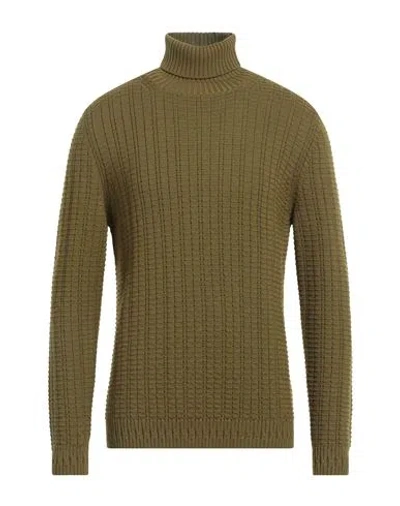Alpha Studio Man Turtleneck Military Green Size 44 Wool