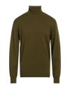Alpha Studio Man Turtleneck Military Green Size 46 Wool