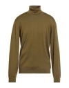 Alpha Studio Man Turtleneck Military Green Size 48 Merino Wool