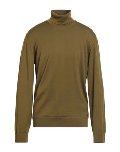 Alpha Studio Man Turtleneck Military Green Size 48 Merino Wool