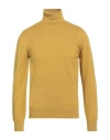 Alpha Studio Man Turtleneck Ocher Size 44 Geelong Wool In Yellow