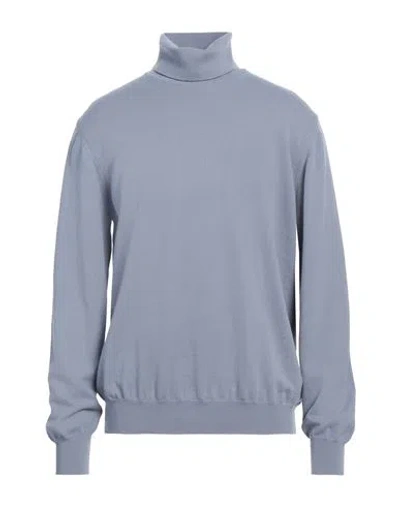 Alpha Studio Man Turtleneck Pastel Blue Size 44 Cashmere In Blue